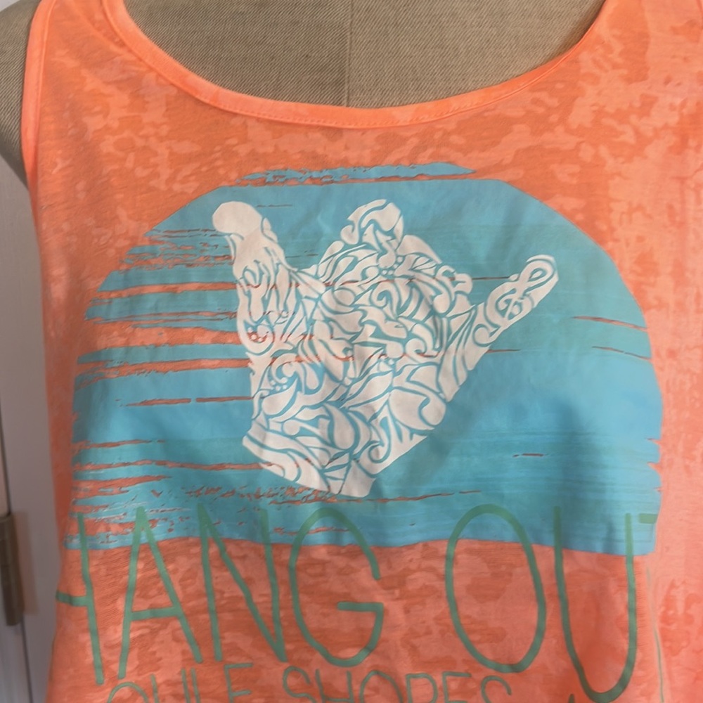 Hang out festival concert crop top sleeveless Orange women’s size small S - Picture 2 of 10